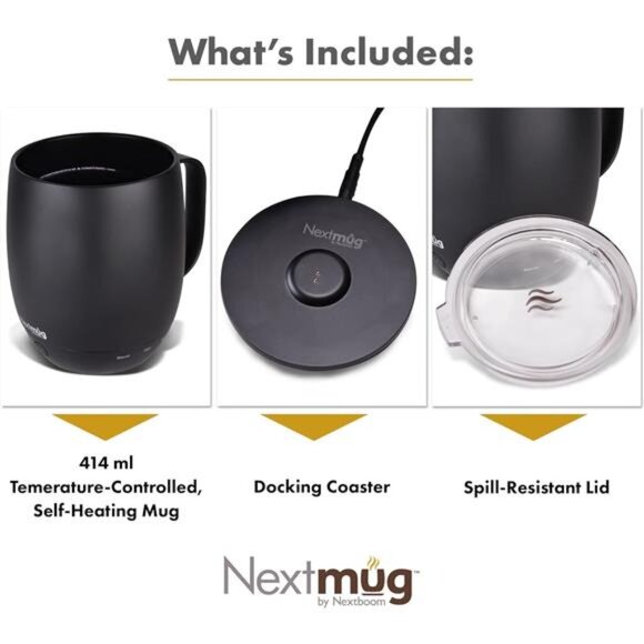 Temperature-Controlled, Self-Heating Coffee Mug (Black - 14 oz.) - Picture 4 of 7